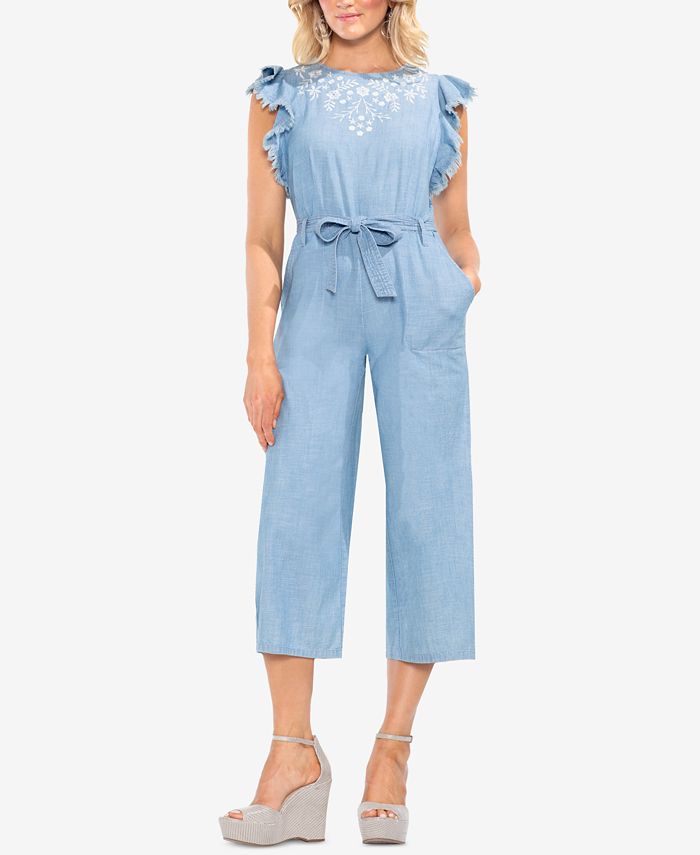 Vince Camuto Embroidered Cropped Cotton Jumpsuit Macy's