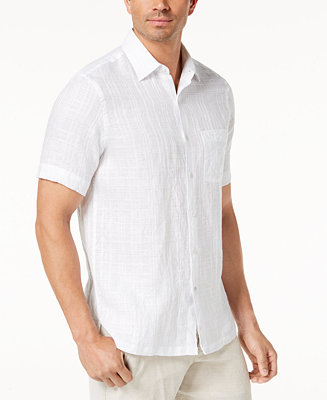 Tasso Elba Men's Plaid Linen Shirt, Created for Macy's - Macy's