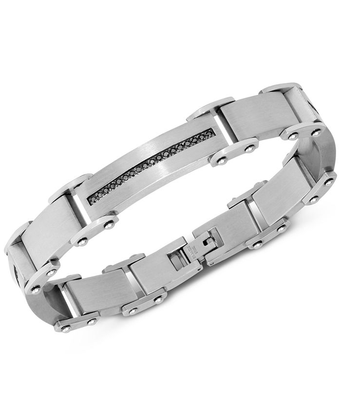 Macy's Men's Diamond Square Link Bracelet (1/2 ct. t.w.) in Stainless