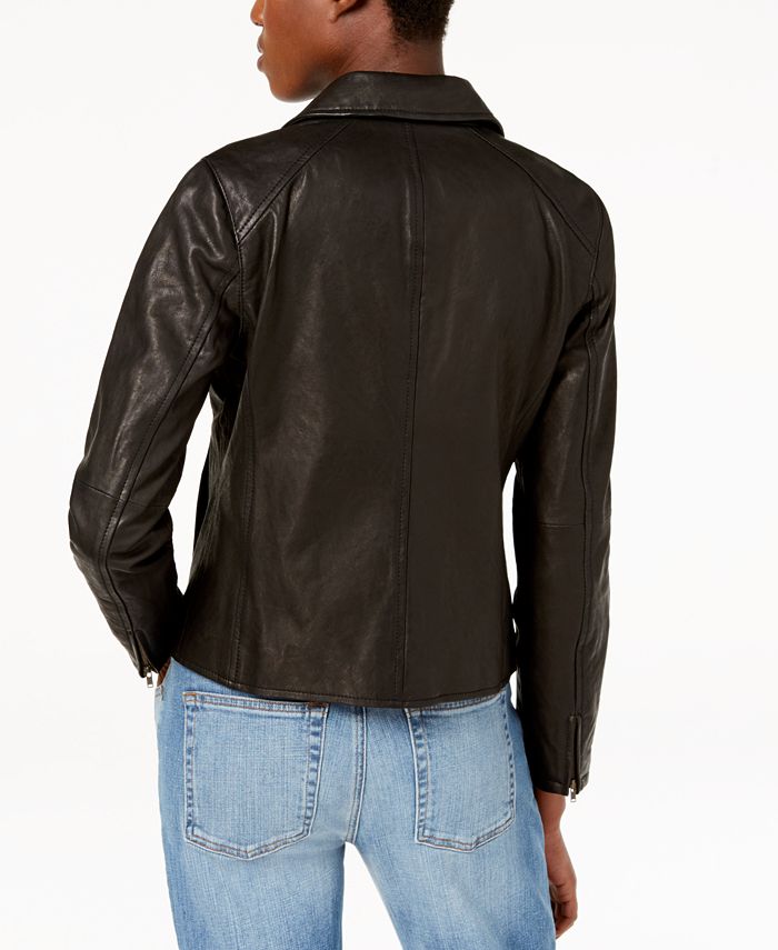 Eileen Fisher Leather Moto Jacket - Macy's