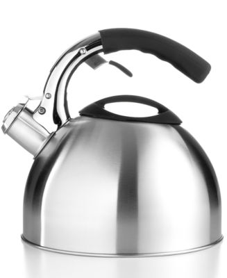 Primula Stainless Steel 3 Quart Tea Kettle with Soft Grip Silicone Handle - Black