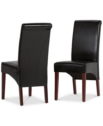 Simpli Home - Avalon Set of 2 Faux Leather Deluxe Parson Chairs, Direct Ship