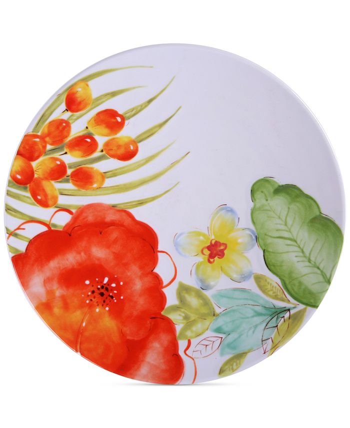 Gibson CLOSEOUT! Laurie Gates Red Floral Dinner Plate, First at Macy’s