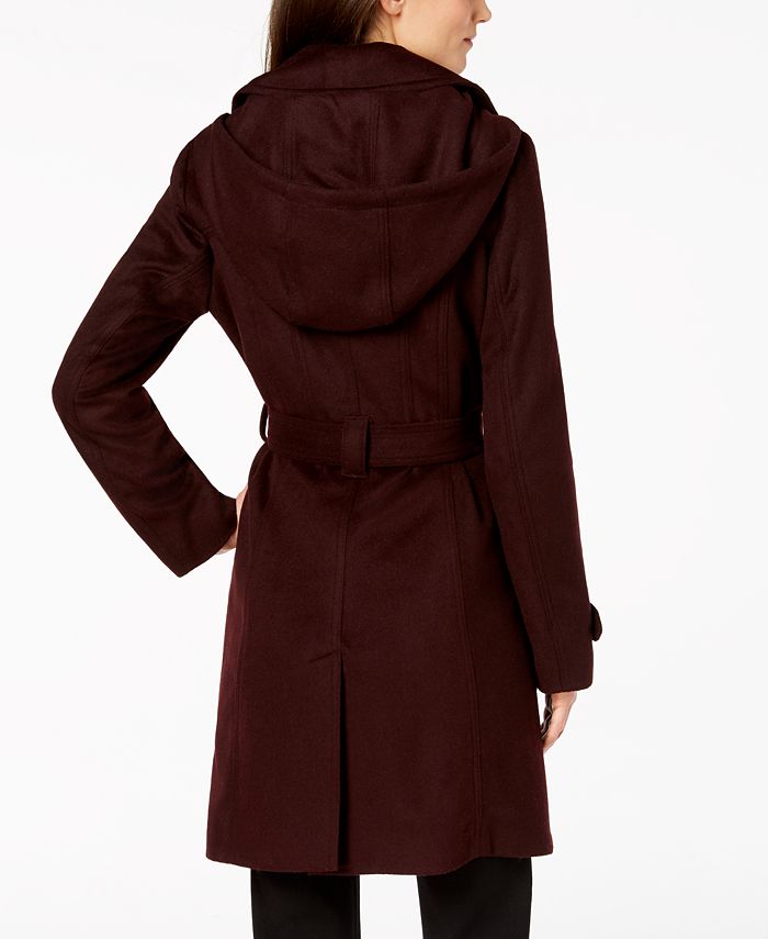 Michael Kors Petite Hooded Belted Coat - Macy's