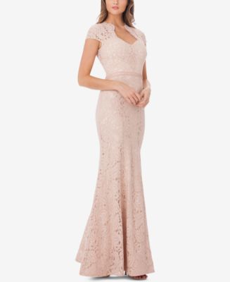 JS Collections Women's Jacylyn Lace Detail Mermaid Gown Gray Size 14