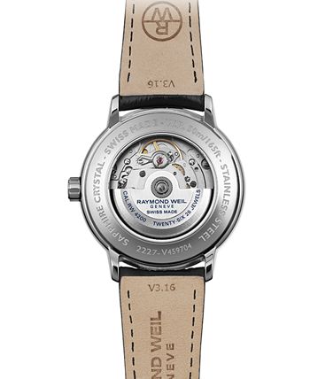 Raymond Weil - Men's Swiss Automatic Maestro Black Leather Strap Watch 40mm 2227-STC-00659
