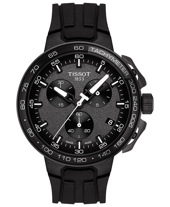 Tissot Men S Swiss Chronograph T Sport T Race Cycling Black Silicone Strap Watch 45mm Macy S