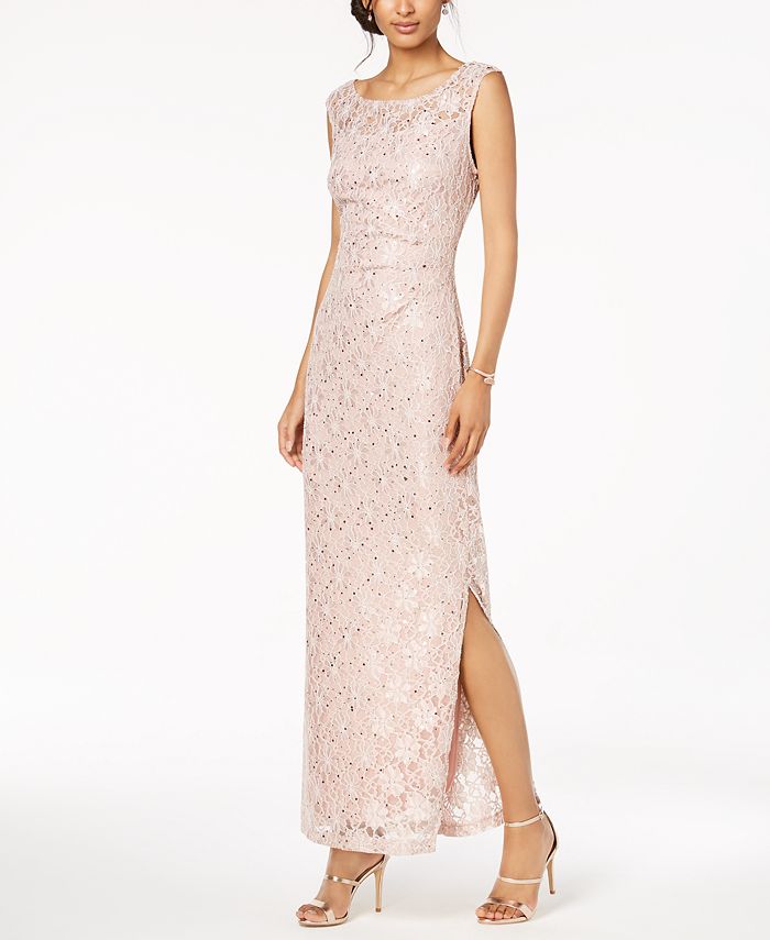 Connected Petite Sequined Lace Gown - Macy's