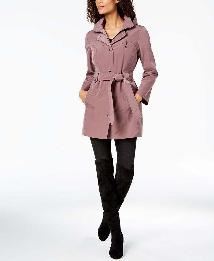 London Fog Belted Hooded Raincoat & Reviews - Coats & Jackets - Women ...