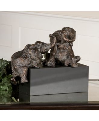 3-Pc. Playful Pachyderms Bronze Figurine