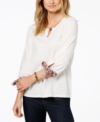 Tommy Hilfiger Cotton Tie-Sleeve Top, Created for Macy's & Reviews ...