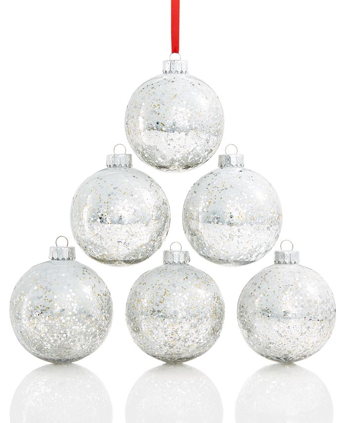 Holiday Lane Shatterproof Sequin Silver/Rose Gold Ball Ornaments, Set