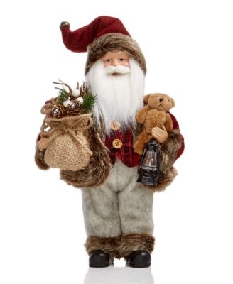 Holiday Lane - Standing Santa with Burlap Bag & Bear