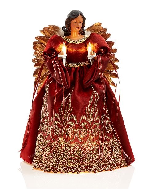 Holiday Lane Burgundy Gold Angel Tree Topper Created For Macy S