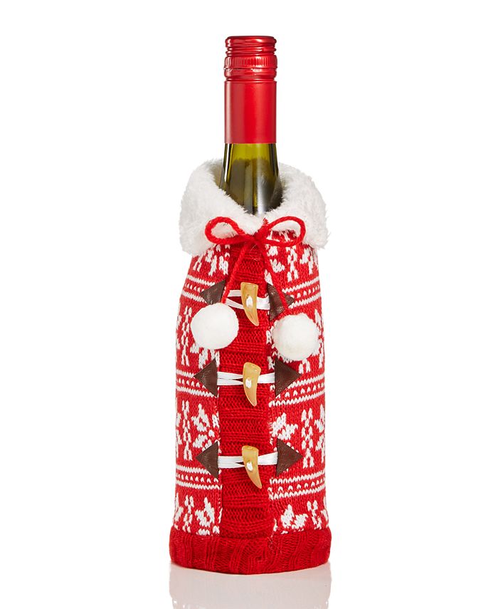 Holiday Lane Red Knit Snowflake Sweater Wine Cover, Created for Macy's ...