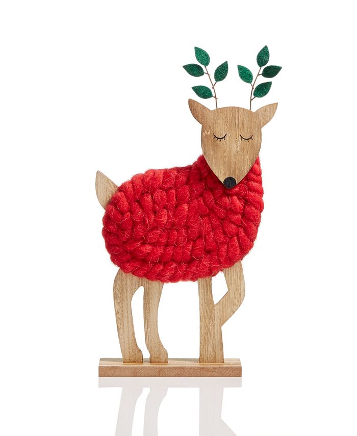 Holiday Lane Wool Deer Christmas Décor, Created for Macy\'s - Macy\'s
