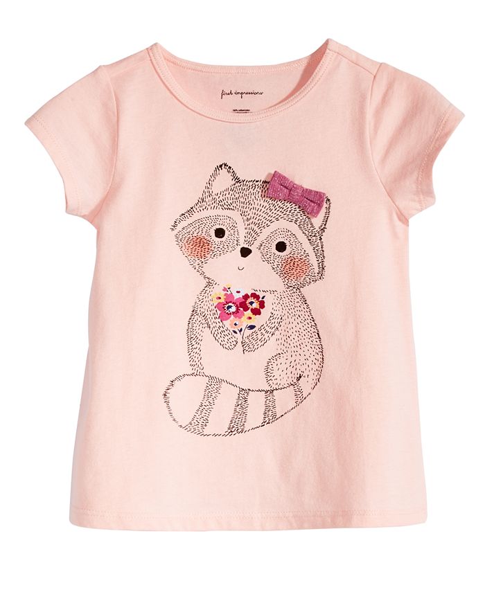 First Impressions Baby Girls Racoon-Print T-Shirt, Created for Macy's ...