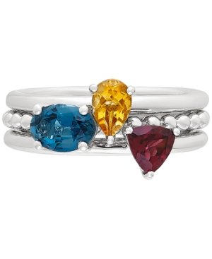 image of 3-Pc. Set Multi-Gemstone Stacking Rings (1-3/4 ct. t.w.) in Sterling Silver