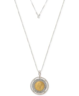 JACMEL - Two-Tone Coin 20" Pendant Necklace in Sterling Silver & 18k Gold-Plate