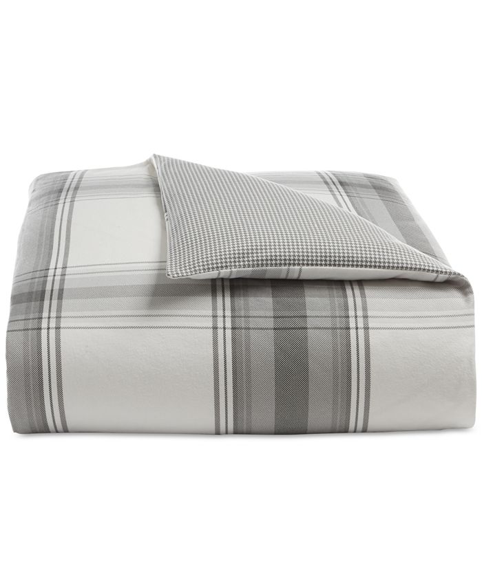 Martha Stewart Collection CLOSEOUT! Grayscale Plaid Cotton Flannel Full