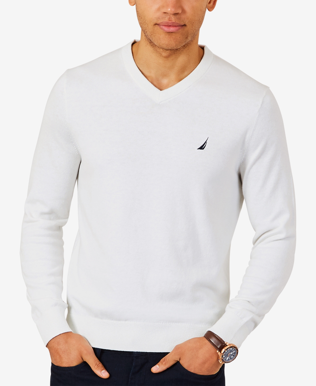 Men's Navtech Performance Classic-Fit Soft V-Neck Sweater - Navy