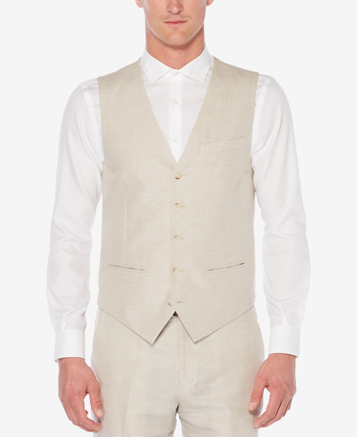 Мужские Perry Ellis Men's Linen Herringbone Vest — фото 2