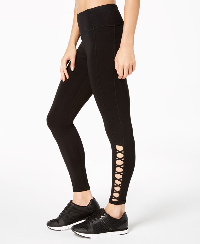 Calvin Klein Performance High-Waist Lattice-Back Leggings - Dark