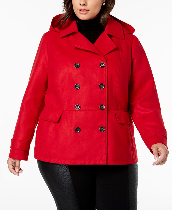 Celebrity Pink Juniors Plus Size, Hooded Peacoat Plus Size