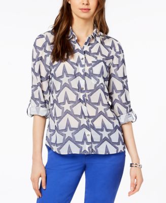 Tommy Hilfiger Star-Print Utility Shirt, Created for Macy's - Macy's
