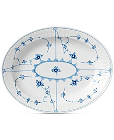 Blue Fluted Plain Large Oval Platter