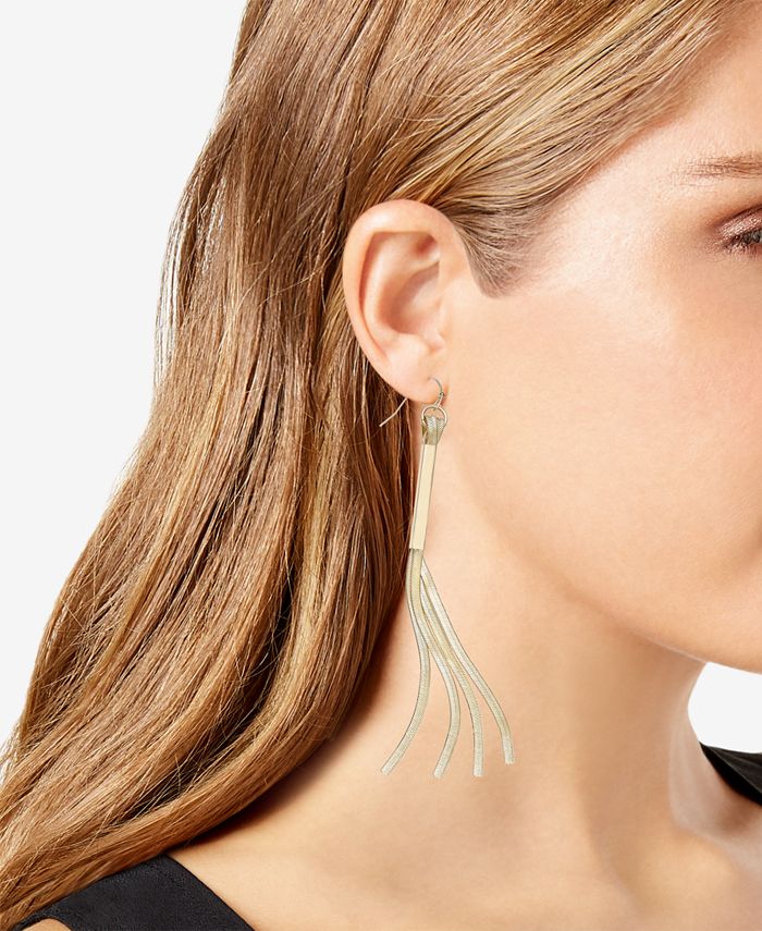 Alfani - Gold-Tone Herringbone Chain Tassel Linear Drop Earrings