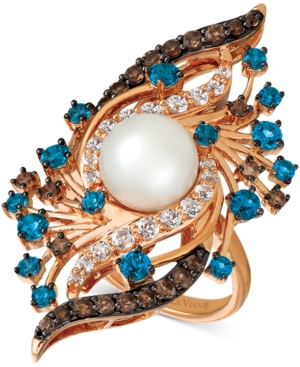image of Le Vian Crazy Collection Vanilla Pearl (9mm) & Multi-Gemstone (2-5/8 ct. t.w.) Ring in 14k Rose Gold