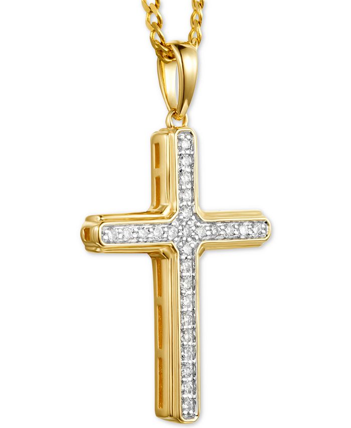 Macy's Men's Diamond Cross 22" Pendant Necklace (1/4 ct. t.w.) in 10k