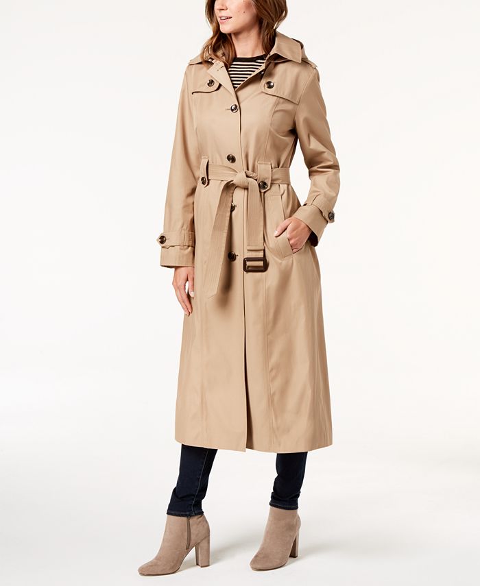 London Fog Petite Belted Maxi Trench Coat - Macy's