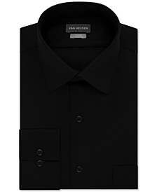 Men's Fitted Stretch Wrinkle Free Sateen Solid Dress Shirt