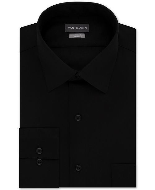 alfani Van Heusen Men's Fitted Stretch Wrinkle Free Sateen Solid Dress Shirt Men's Fashion & Accessories