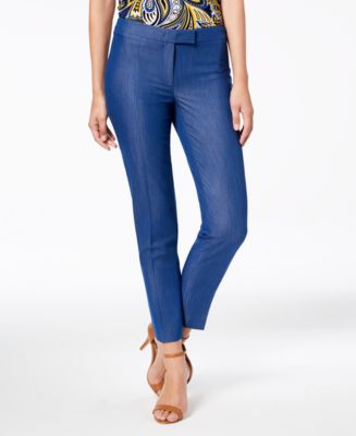 Anne Klein Soft Denim Extended-Tab Ankle Pants - Macy's