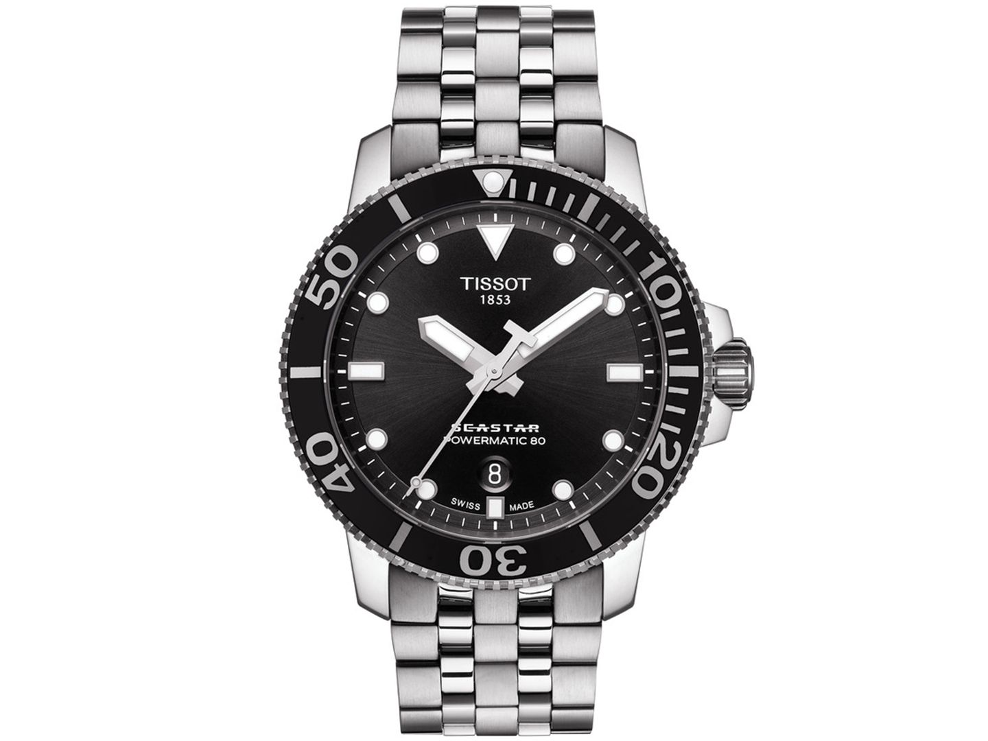 Мужские часы Tissot Swiss Automatic T-Sport Seastar 1000 Gray Stainless Steel Bracelet Diver Watch 43mm — фото 1