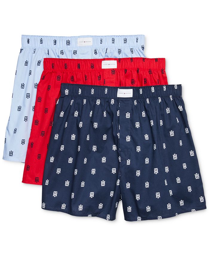 Tommy Hilfiger Men's 3-Pk. Classic Printed Woven Cotton Boxers ...
