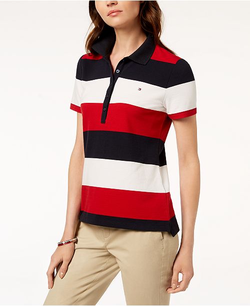 Tommy Hilfiger Striped Polo Shirt, Created for Macy's & Reviews - Tops ...