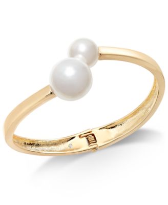 gold and pearl bangle bracelet