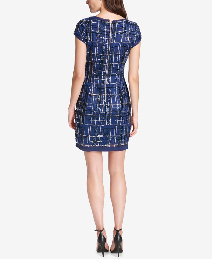 Vince Camuto Sequined Plaid Dress - Macy's