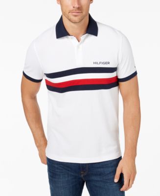 Tommy Hilfiger Men's Classic Fit Colorblocked Striped Polo, Created for ...