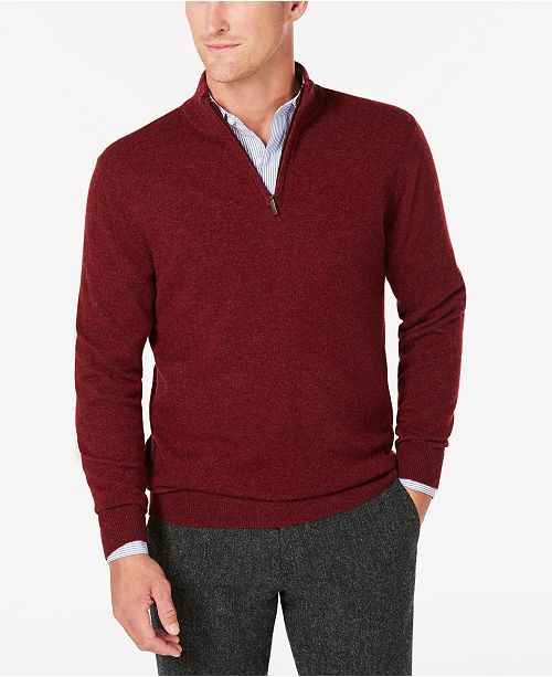 Club Room Men&#39;s Quarter-Zip Cashmere Sweater, Created for Macy&#39;s & Reviews - Sweaters - Men - Macy&#39;s