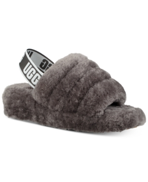 Ugg Fluff Yeah Sheepskin Slingback Slippers In Charcoal