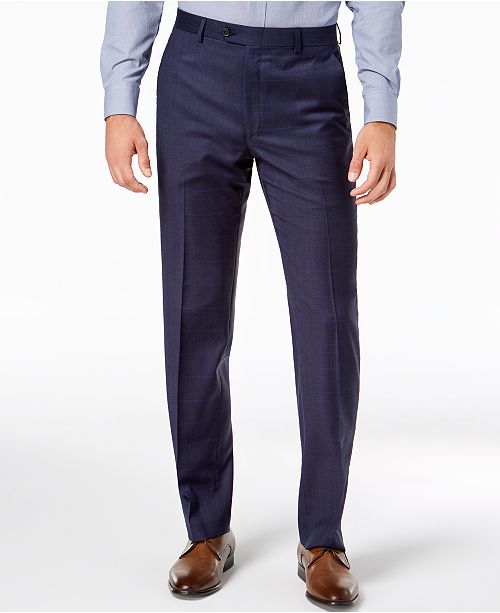 Men S Classic Fit Ultraflex Stretch Blue Check Suit Pants