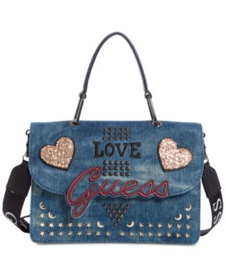 guess denim shoulder bag