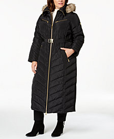 MICHAEL Michael Kors Plus Size Faux-Fur-Trim Puffer Coat