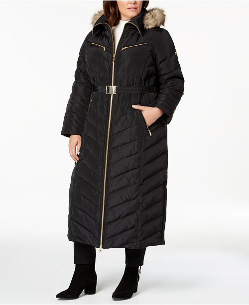 Michael Kors Plus Size Faux Fur Trim Puffer Coat Reviews Coats