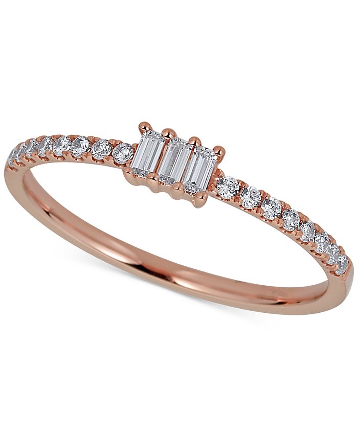 Macy's - Diamond Triple Baguette Ring (1/4 ct. t.w.) in 14k Rose Gold